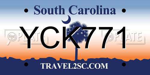 YCK771 South Carolina License Plate