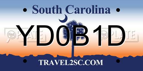 YD0B1D South Carolina License Plate