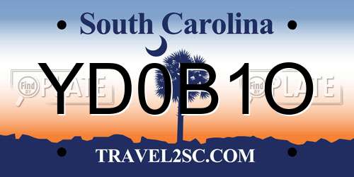 YD0B1O South Carolina License Plate