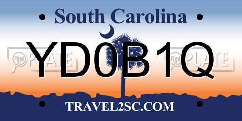 YD0B1Q South Carolina License Plate