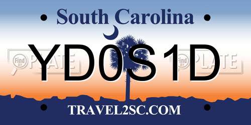 YD0S1D South Carolina License Plate