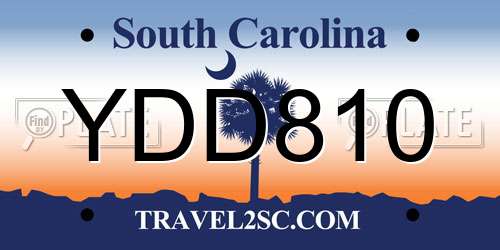 YDD810 South Carolina License Plate