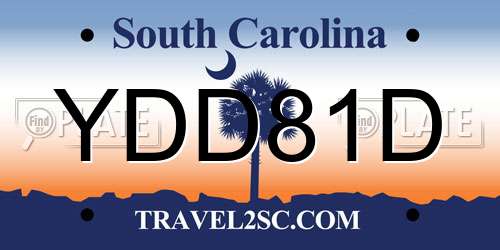 YDD81D South Carolina License Plate