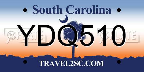 YDQ510 South Carolina License Plate