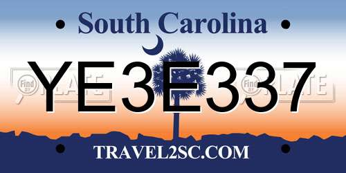 YE3E337 South Carolina License Plate