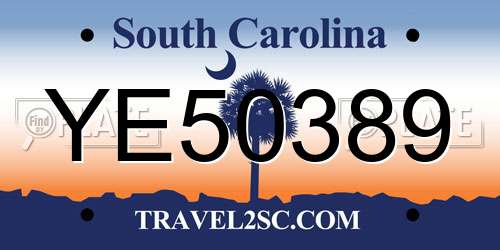 YE50389 South Carolina License Plate