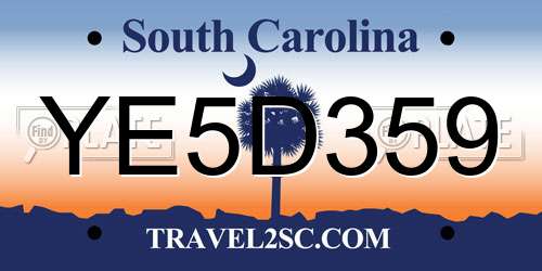 YE5D359 South Carolina License Plate