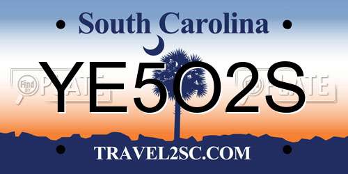 YE5O2S South Carolina License Plate