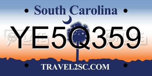 YE5Q359 South Carolina License Plate