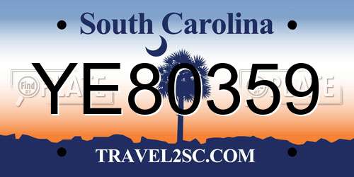 YE80359 South Carolina License Plate