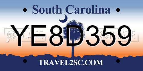 YE8D359 South Carolina License Plate