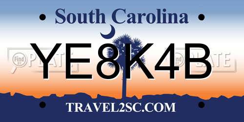 YE8K4B South Carolina License Plate