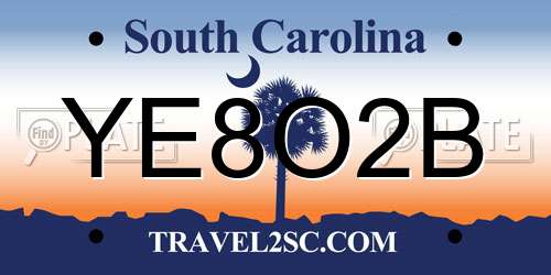 YE8O2B South Carolina License Plate