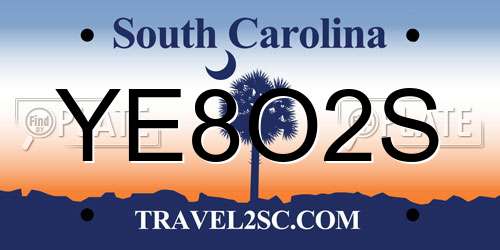 YE8O2S South Carolina License Plate