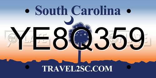 YE8Q359 South Carolina License Plate