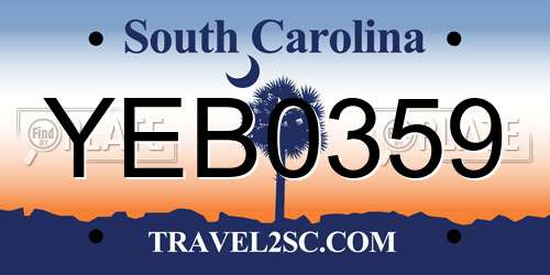 YEB0359 South Carolina License Plate