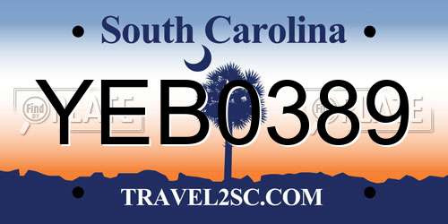 YEB0389 South Carolina License Plate