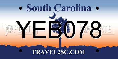 YEB078 South Carolina License Plate