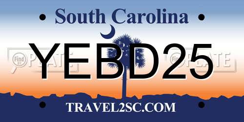 YEBD25 South Carolina License Plate