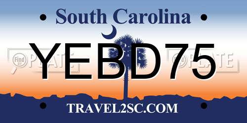 YEBD75 South Carolina License Plate