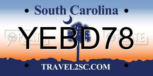 YEBD78 South Carolina License Plate