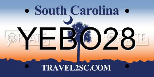 YEBO28 South Carolina License Plate