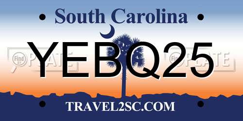 YEBQ25 South Carolina License Plate
