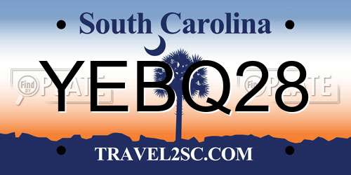 YEBQ28 South Carolina License Plate