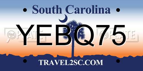 YEBQ75 South Carolina License Plate