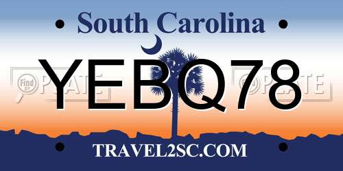 YEBQ78 South Carolina License Plate