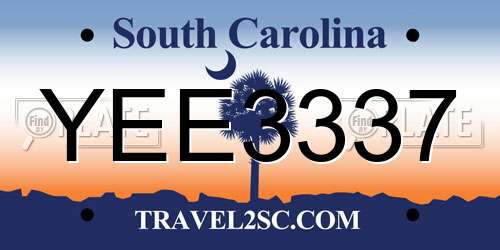 YEE3337 South Carolina License Plate