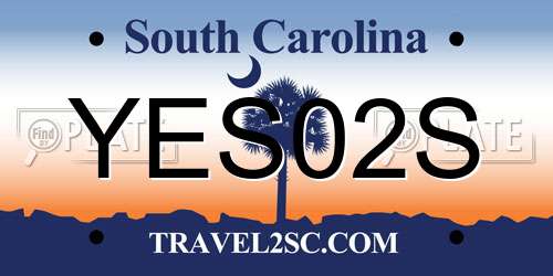 YES02S South Carolina License Plate