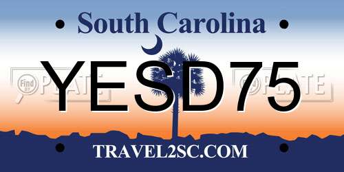 YESD75 South Carolina License Plate