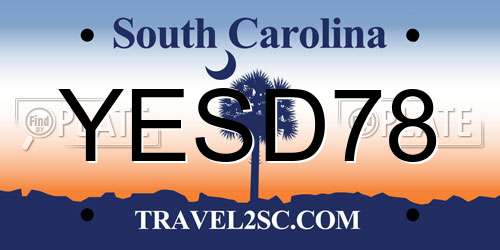 YESD78 South Carolina License Plate