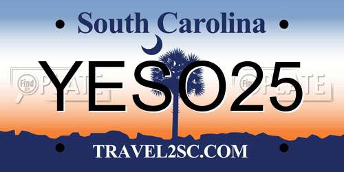 YESO25 South Carolina License Plate