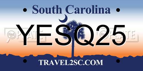 YESQ25 South Carolina License Plate