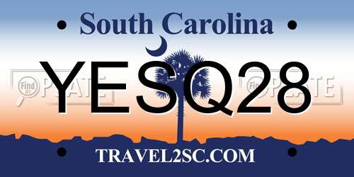 YESQ28 South Carolina License Plate