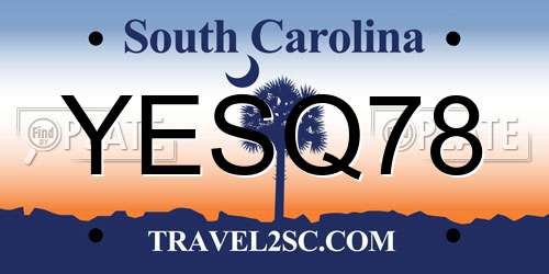 YESQ78 South Carolina License Plate