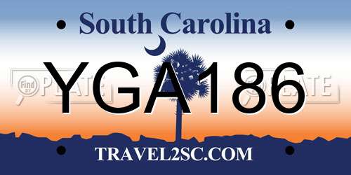 YGA186 South Carolina License Plate
