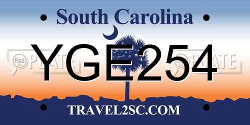 YGE254 South Carolina License Plate
