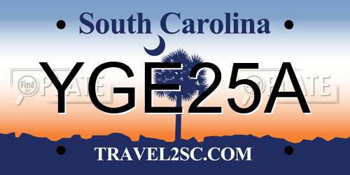 YGE25A South Carolina License Plate