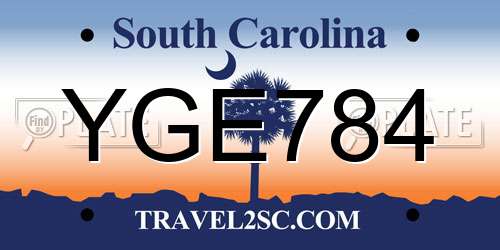 YGE784 South Carolina License Plate