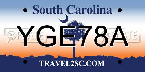 YGE78A South Carolina License Plate