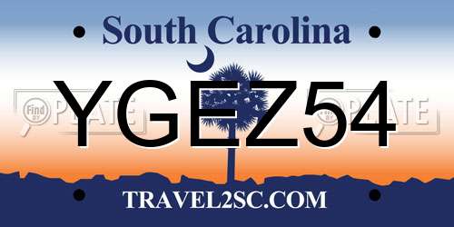 YGEZ54 South Carolina License Plate