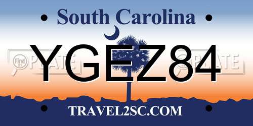 YGEZ84 South Carolina License Plate