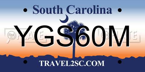 YGS60M South Carolina License Plate