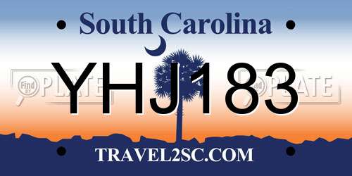 YHJ183 South Carolina License Plate