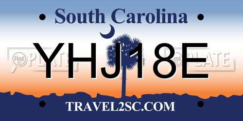 YHJ18E South Carolina License Plate