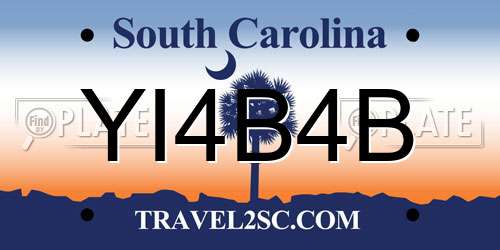 YI4B4B South Carolina License Plate