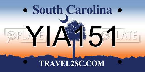 YIA151 South Carolina License Plate